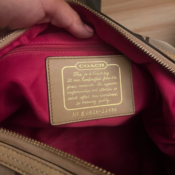 ⭐️Y2K Coach tan Signature Print Jacquard Satchel hand/Shoulder Bag⭐️ - Picture 4 of 5